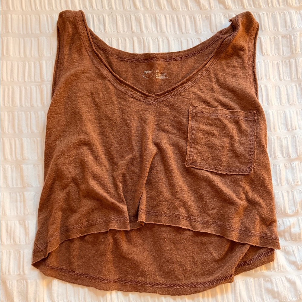 Aerie Breezy Linen Pocket Cropped Tank